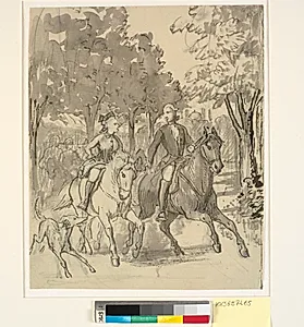 Caroline Mathilde og Struensee på ridetur ved Hørsholm by Wilhelm Marstrand