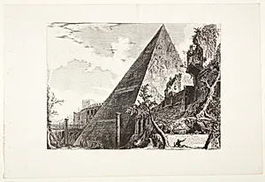 Cestius-pyramiden, med Porta San Paolo i det fjerne by Giovanni Battista Piranesi