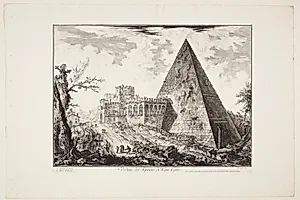 Cestius-pyramiden, med Porta San Paolo til venstre by Giovanni Battista Piranesi