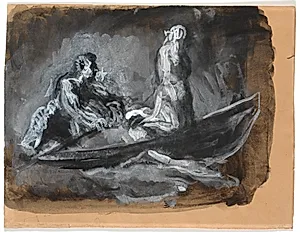 Charons båd. Psyke føres over Styx by Oluf Hartmann