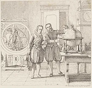 Christian 4. i besøg hos Tycho Brahe på Uranienborg by C.W. Eckersberg