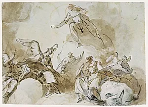Christus blandt engle i skyerne by Domenico Mondo