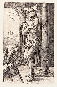 Christus som smertensmand, stående med korslagte arme by Albrecht Dürer