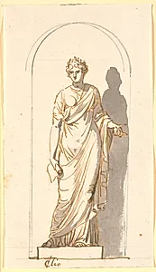 Clio som statue i en niche by Nicolai Abildgaard