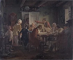 Collegium Politicum. Fra Ludvig Holbergs Den Politiske Kandestøber, 1. Akt, 2.Scene. by Wilhelm Marstrand