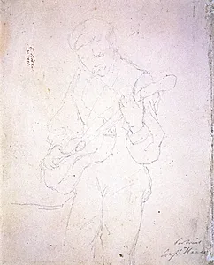 Constantin Hansen spiller guitar by Christen Købke