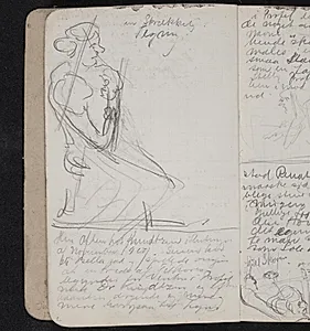 Dagbogsnotater, fortsat fra blad 1, samt f.n. lys- og farveiagtagelser by J.A. Jerichau (II)