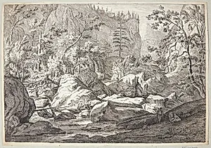 Dal med klipper og træer by Johannes Glauber