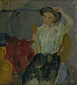 Dame med håndspejl by Isakson, Karl