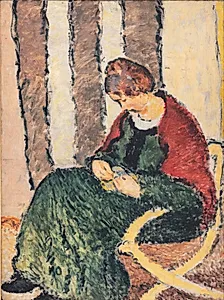 Dame med rødt shawl. Anna Giersing, kunstnerens søster