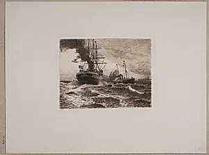 Dampskibe ved Kronborg by Nils Severin Lynge Hansteen