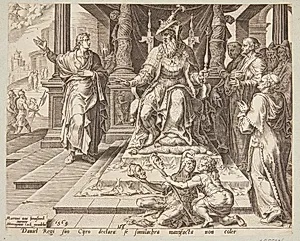 Daniel nægter at tilbede Bel by Philips Galle