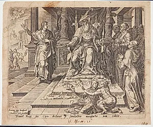 Daniel nægter at tilbede Bel by Philips Galle