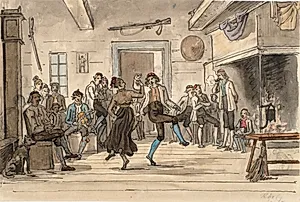Dans i en norsk bondestue by Martinus Rørbye