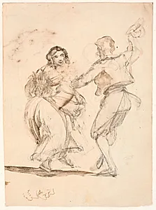 Dansende italiensk par by Wilhelm Marstrand