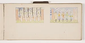 Dansende kvinder og musikere by Agnes Slott-Møller
