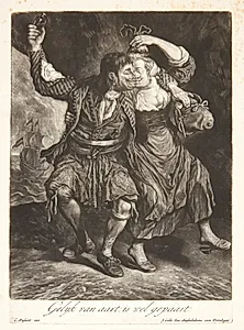 Dansende par. En sømand, der berøves af sin dansepartner by Cornelis Dusart