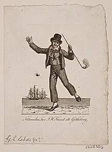 Dansende sømand med pibe by Gerhard Ludvig Lahde
