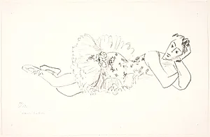 Danserinde, liggende på siden, støttende hovedet til sin hånd by Henri Matisse