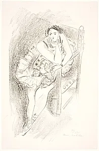 Danserinde, siddende i en stol med hovedet understøttet af sin hånd by Henri Matisse