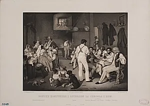 Danske konstnere i Osterien la Censola i Rom by Adolph Kittendorff