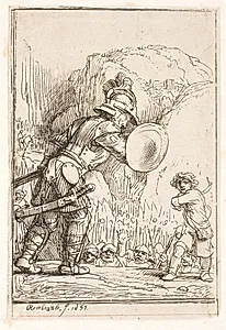 David og Goliath by Rembrandt van Rijn