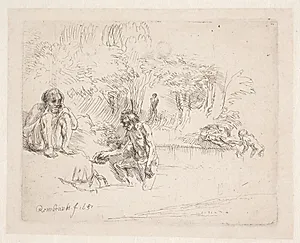De badende mænd by Rembrandt van Rijn
