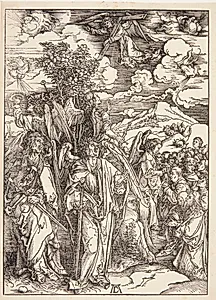 De fire engle holder jordens fire vinde tilbage by Albrecht Dürer