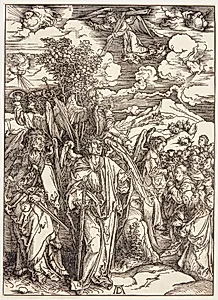 De fire engle holder jordens fire vinde tilbage by Albrecht Dürer