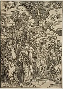De fire engle holder jordens fire vinde tilbage by Albrecht Dürer