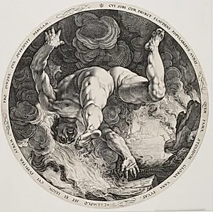 De fire himmelstormere - Ixion by Hendrick Goltzius
