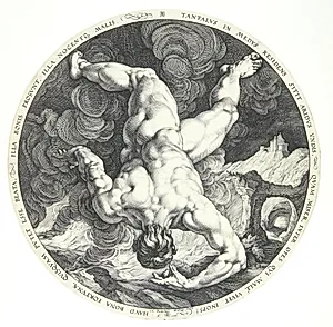 De fire himmelstormere - Tantalus by Hendrick Goltzius