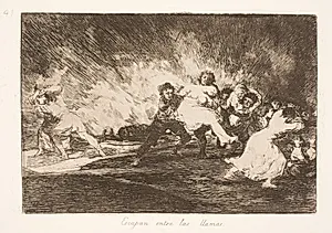 De flygter gennem flammerne (41) by Francisco de Goya