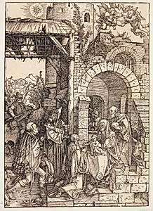 De hellige tre kongers tilbedelse by Albrecht Dürer