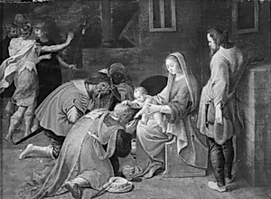 De hellige tre kongers tilbedelse by Maerten de Vos