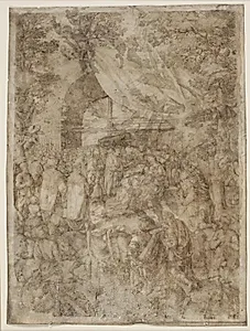 De hellige tre kongers tilbedelse by Johannes Wierix