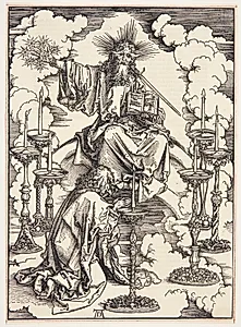 De syv guldlysestager åbenbares for Johannes by Albrecht Dürer