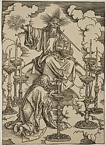 De syv guldlysestager åbenbares for Johannes by Albrecht Dürer