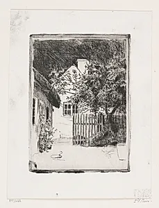 De to huse og frugttræet by Carl Bloch