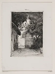 De to huse og frugttræet by Carl Bloch