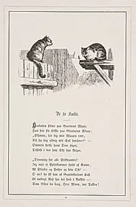 De to Katte. Illustration til H.V. Kaalund, "Fabler for Børn" by H.P. Hansen