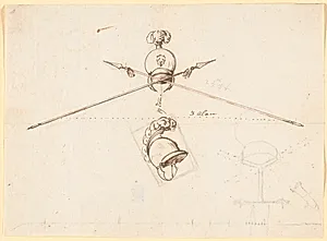 Dekorativt udkast. En hjelm og to korslagte spyd m.m. by Nicolai Abildgaard
