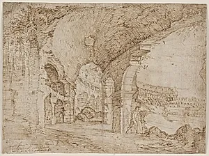 Del af det indre Colosseum i Rom by Cornelis Cort