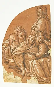 Del af en Pietà (venstre side af en lunettekomposition) by Ubekendt