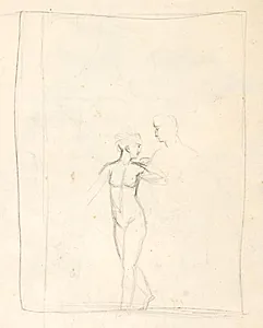 Delvist skitseret figurgruppe - stående mand og kvinde by C.W. Eckersberg