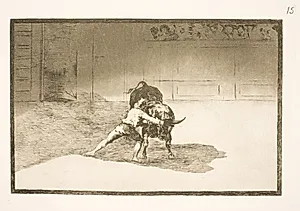 Den berømte Martincho placerer banderillaerne, narrer tyren med sin krops bevægelser by Francisco de Goya