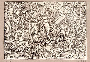 Den besejrede Syphax stilles for Scipio by Tobias Stimmer