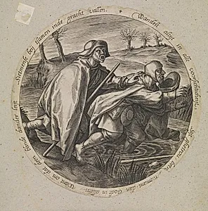 Den blinde, der leder en blind by Pieter van der Heyden