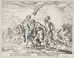 Den blinde Saulus ledes til Damaskus by Philips Galle