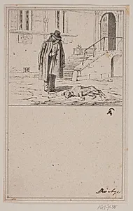Den døde hund. Nr. 2 i Chr. Winther og M. Rørbye, "25 Billeder for små børn" by Adolph Kittendorff